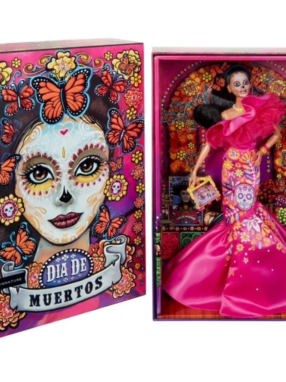 Mattel Dia de Muertos Doll in Hot Pink Floral Gown